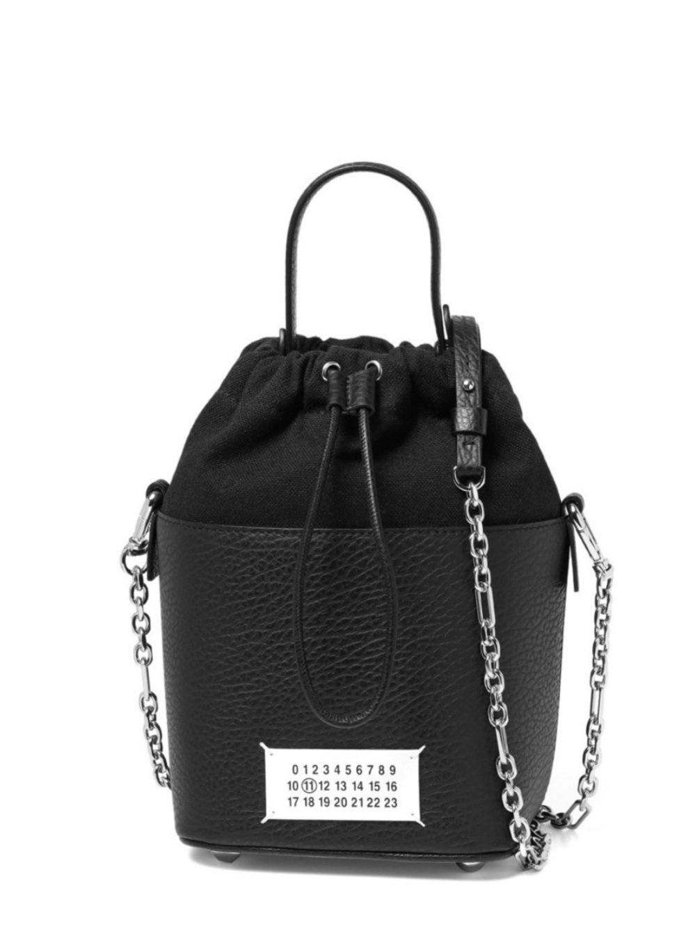 Maison Martin Margiela Black Leather Drawstring Bucket Bag